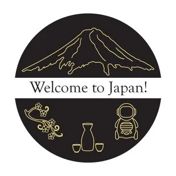 Set of Japan traditional design elements. Stock Illustration