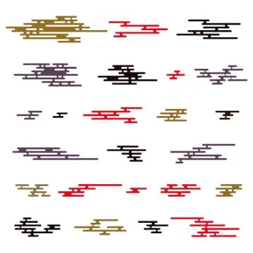 Set of Japanese cartoon vector pattern elements イラスト素材