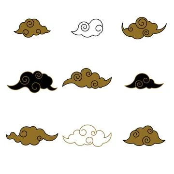 Set of Japanese cartoon vector pattern elements Illustrazione stock