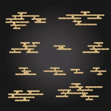 Set of Japanese cartoon vector pattern elements 스톡 일러스트