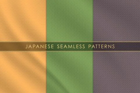 Set of japanese seamless pattern traditional with silk fabric texture Illustrazione stock
