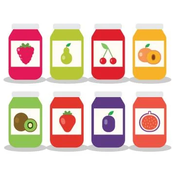 Set from jars with fruit and berry jam Stock Illustration