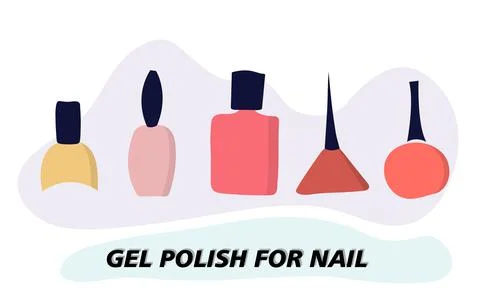 A set of jars with gel nail polish. Objects and materials for a beauty and Stock Illustration