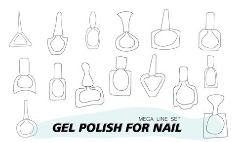 A set of jars for gel polish in lines. The silhouette of a nail polish jar Stock Illustration