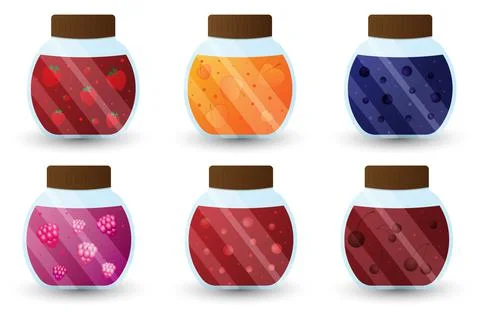 Set of jars of jam.Vector illustration. Stock Illustration
