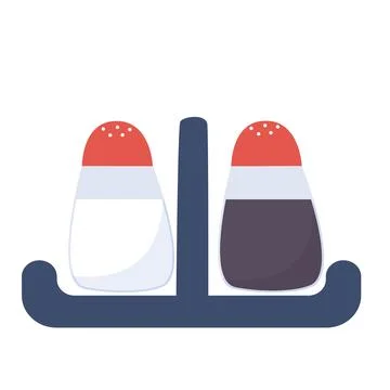 Set of jars for table setting salt pepper Stock Illustration