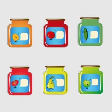 Set jars with tinned vegetables and fruits Stock Illustration