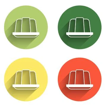 Set Jelly cake icon isolated with long shadow background. Jelly pudding. Co.. Stock Illustration