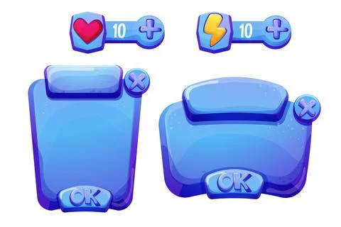 Set Jelly, fantasy interface template game menu and setting buttons in cartoon Stock Illustration