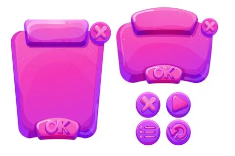 Set Jelly, fantasy interface template game menu and setting buttons in cartoon Stock Illustration