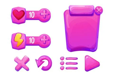 Set Jelly, fantasy interface template game menu and setting buttons in cartoon Illustrazione stock