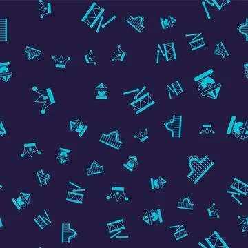 Set Jester hat with bells, Attraction carousel, Drum drum sticks and Roller.. Stock Illustration