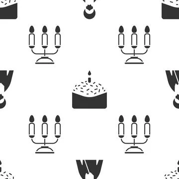Set Jesus Christ, Easter cake and candle and Candelabrum with candlesticks on Stock Illustration