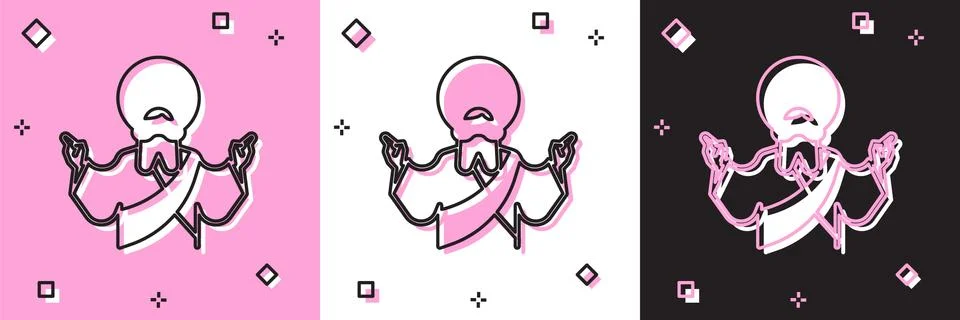 Set Jesus Christ icon isolated on pink and white, black background. Vector 스톡 일러스트