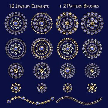 Set of jewellery elements, pattern chain brushes. Stock Illustration