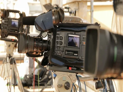 Set-up journalistic interviews Stock Footage 73990506