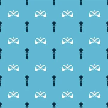 Set Joystick for arcade machine and Gamepad on seamless pattern. Vector 库存插图