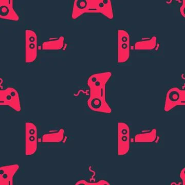 Set Joystick for arcade machine and Gamepad on seamless pattern. Vector Stockillustratie