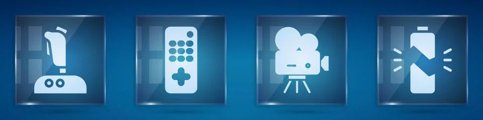 Set Joystick for arcade machine, Remote control, Retro cinema camera and Broken イラスト素材