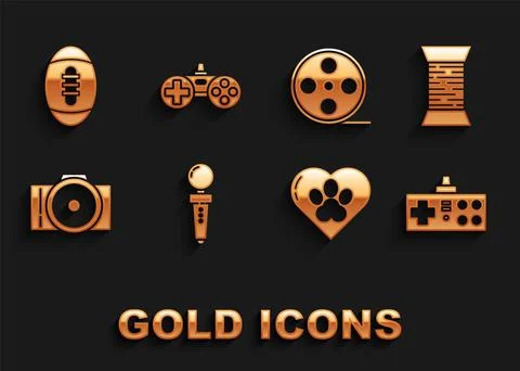 Set Joystick for arcade machine, Sewing thread on spool, Gamepad, Heart with Illustrazione stock