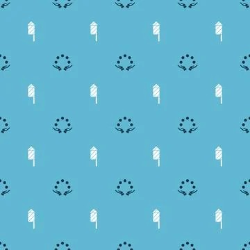 Set Juggling ball and Firework rocket on seamless pattern. Vector Stockillustratie