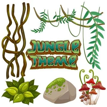 Set of jungle element Stock Illustration
