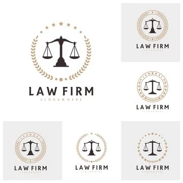Set of Justice logo vector template, Creative Law Firm logo design concepts Stock Illustration