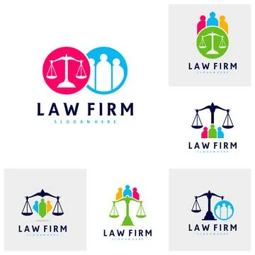 Set of Justice People logo vector template, Creative Law Firm logo design con Stock Illustration