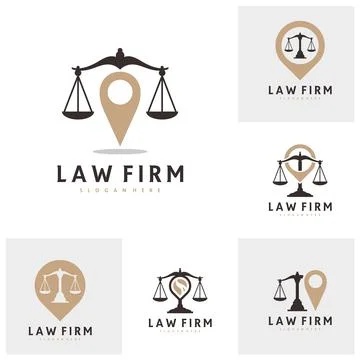 Set of Justice point logo vector template, Creative Law Firm logo design conc Stock Illustration