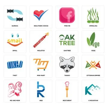 Set of k mountain, resturent, me and mom, tanuki, tiket, oaktree, smail, pink 無料イラスト素材