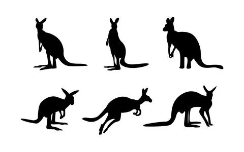 Set of Kangaroo icon Silhouette Vector Illustration Stock Illustration