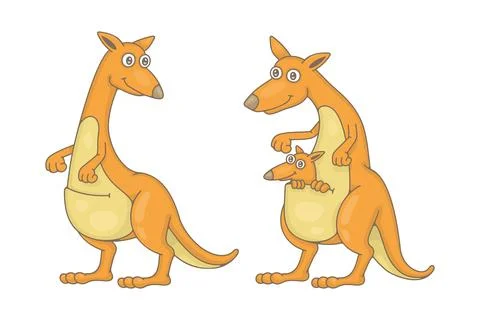 Set of Kangaroos Stock Illustration