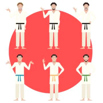 Set of Karate men Stock Illustration