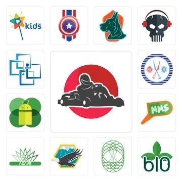 Set of kart, biodegradable, celtic tree life, eagle, agave, mms, mobile os a, Illustrazione stock gratuita