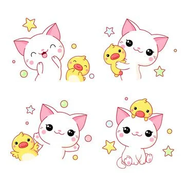 Cats clipart Cute cat clip art Kawaii kittens Kitty icons Pe