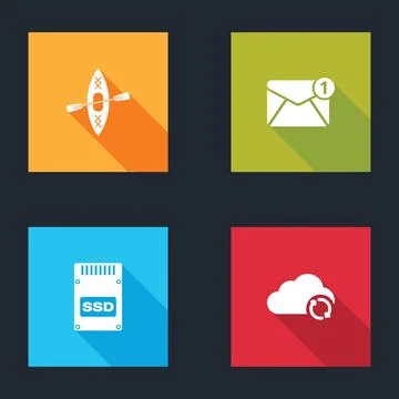 Set Kayak and paddle, New, email incoming message, SSD card and Cloud sync Stock-Illustration