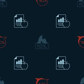 Set Kcal,  and Diet plan on seamless pattern. Vector イラスト素材