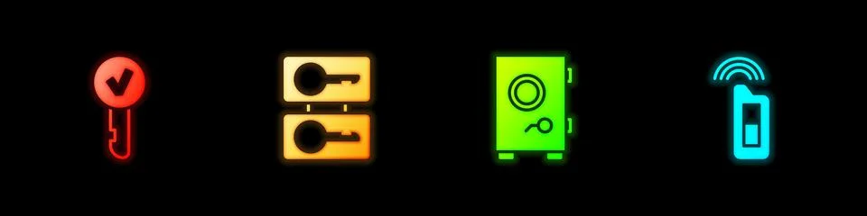 Set Key, Casting keys, Safe and Car with remote icon. Vector Stock Illustration