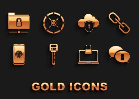 Set Key, Chain link, Protection of personal data, Laptop and lock, Smartphone Stock Illustration