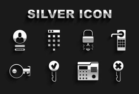 Set Key, Digital door lock, Wrong key, House intercom system, broke inside of Stock Illustration