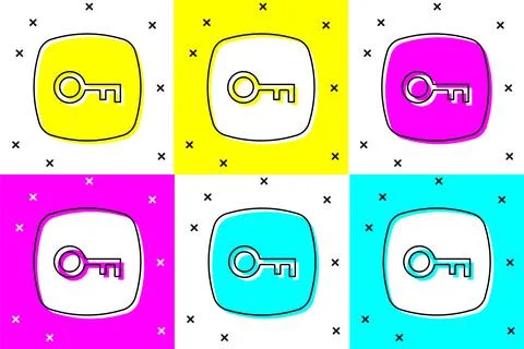 Set Key icon isolated on color background.  Vector Stock Illustration