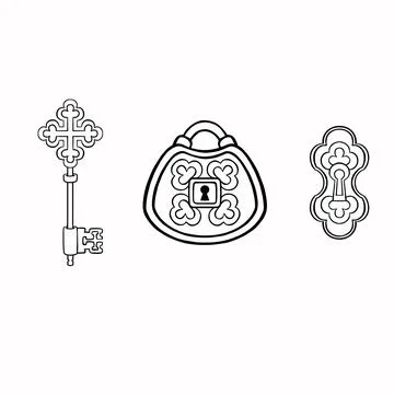 Set of key lock and keyhole, vector illustration eps10 Stock Illustration