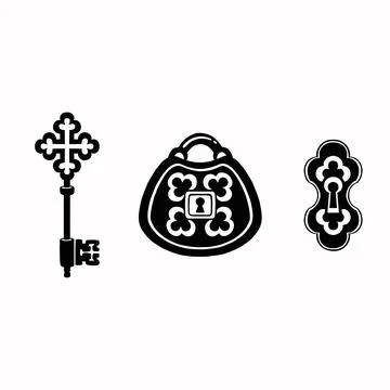 Set of key lock and keyhole, vector illustration eps10 Stock Illustration