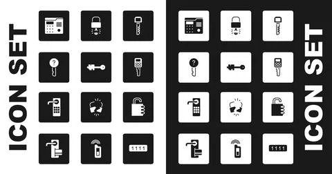 Set Key, Old key, Undefined, House intercom system, Car with remote, broke .. 스톡 일러스트