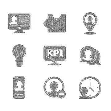 Set Key performance indicator, Create account screen, Time Management, Speech Stock Illustration