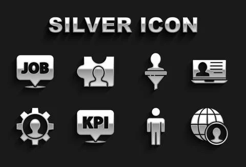 Set Key performance indicator, Laptop with resume, Globe and people, User of Stock Illustration