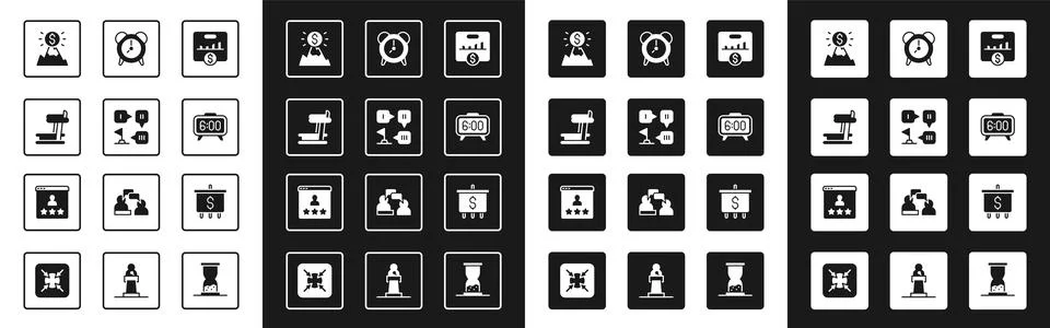 Set Key performance indicator, Planning strategy, Treadmill machine, Mountain Stock Illustration