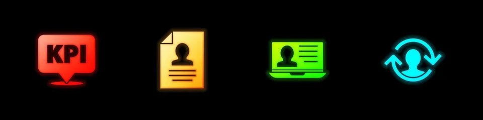 Set Key performance indicator, Resume, Laptop with resume and Human resources Stock Illustration