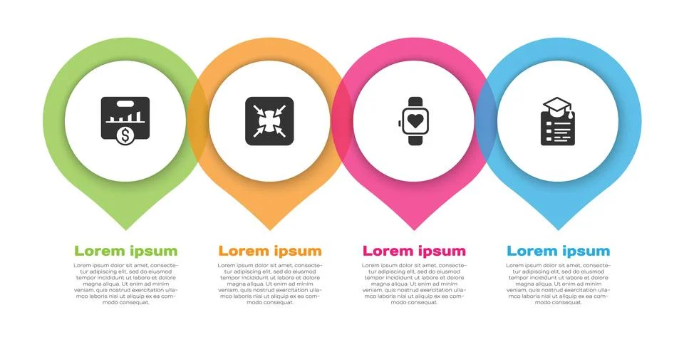 Set Key performance indicator, Target, Smart watch and Online education. Busi Stock Illustration