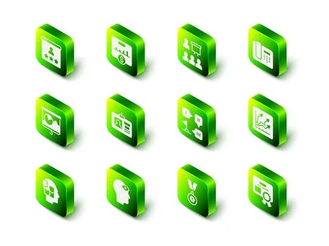 Set Key performance indicator, Training, presentation, Telephone 24 hours s.. Stock Illustration